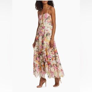 NWT Hemant & NanditaCharu Belted Floral Cotton-Blend Maxi Dress
